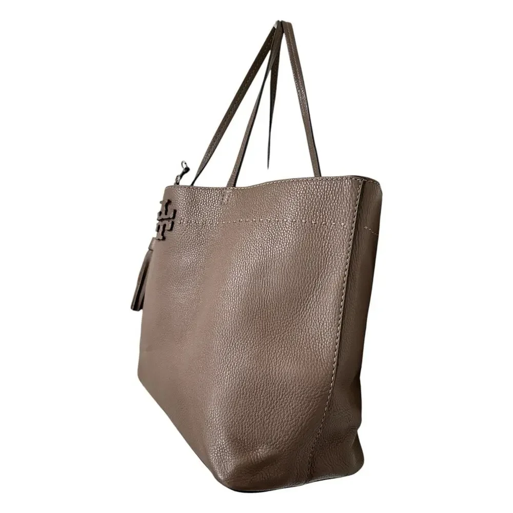 Tory Burch McGraw Granulated Leather Tote Bag - French gray (Excellent Cond)
